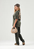 BARROW Pantaloni verde militare per uomo e donna con coulisse in vita e tasche laterali F6BWUAFP018 082 BARROW 