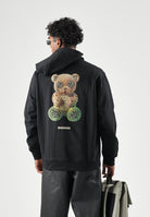 BARROW Felpa con cappuccio Black nera per uomo e donna, con mini logo sul petto e maxi stampa Teddy Bear sul retro.<BR/> F6BWUAHS045 110 BARROW 