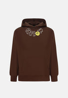 BARROW Felpa con cappuccio choco-marrone per uomo e donna con stampe grafiche colorate sul petto. F6BWUAHS046 1050 BARROW 