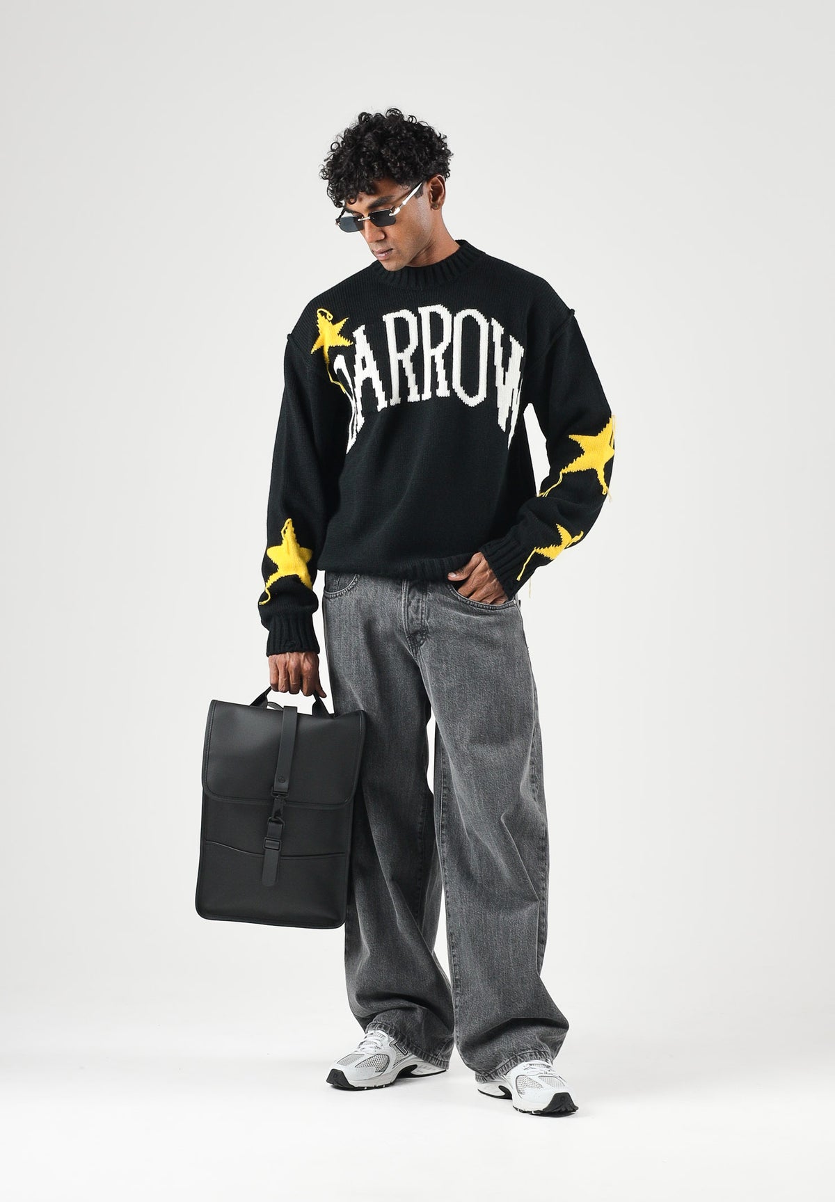 BARROW Maglione nero intenso  per uomo e donna con dettagli con stelle a contrasto. F6BWUAJP035 110 BARROW 