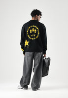 BARROW Maglione nero intenso  per uomo e donna con dettagli con stelle a contrasto. F6BWUAJP035 110 BARROW 
