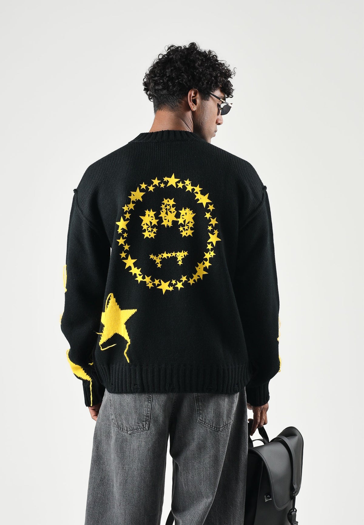 BARROW Maglione nero intenso  per uomo e donna con dettagli con stelle a contrasto. F6BWUAJP035 110 BARROW 