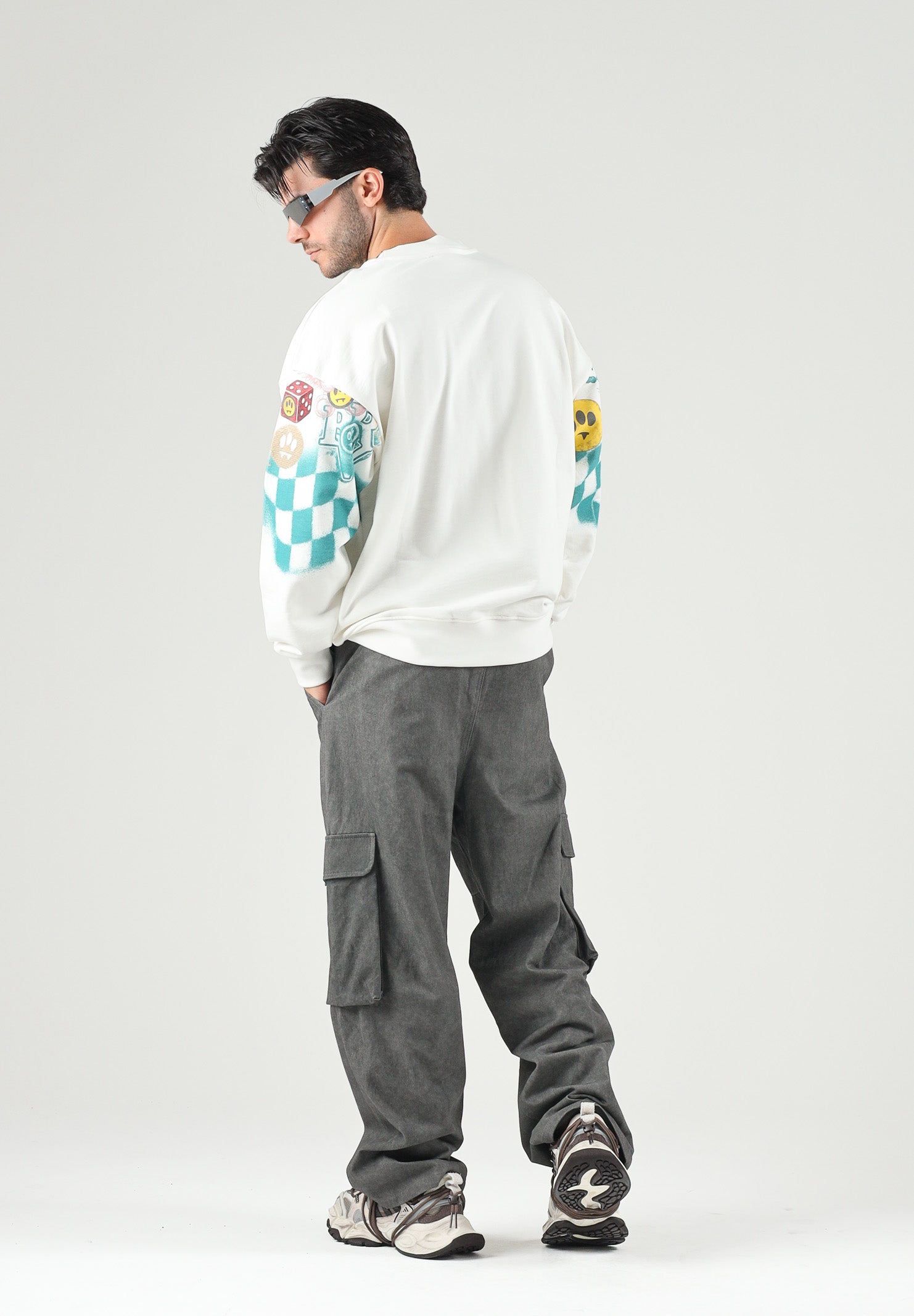 BARROW Pantaloni CARGO PANTS nero da uomo con tasconi F6BWUAPA086 110 BARROW 