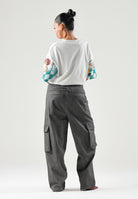 BARROW Pantaloni CARGO PANTS neri per uomo e donna con tasconi laterali F6BWUAPA086 110 BARROW 