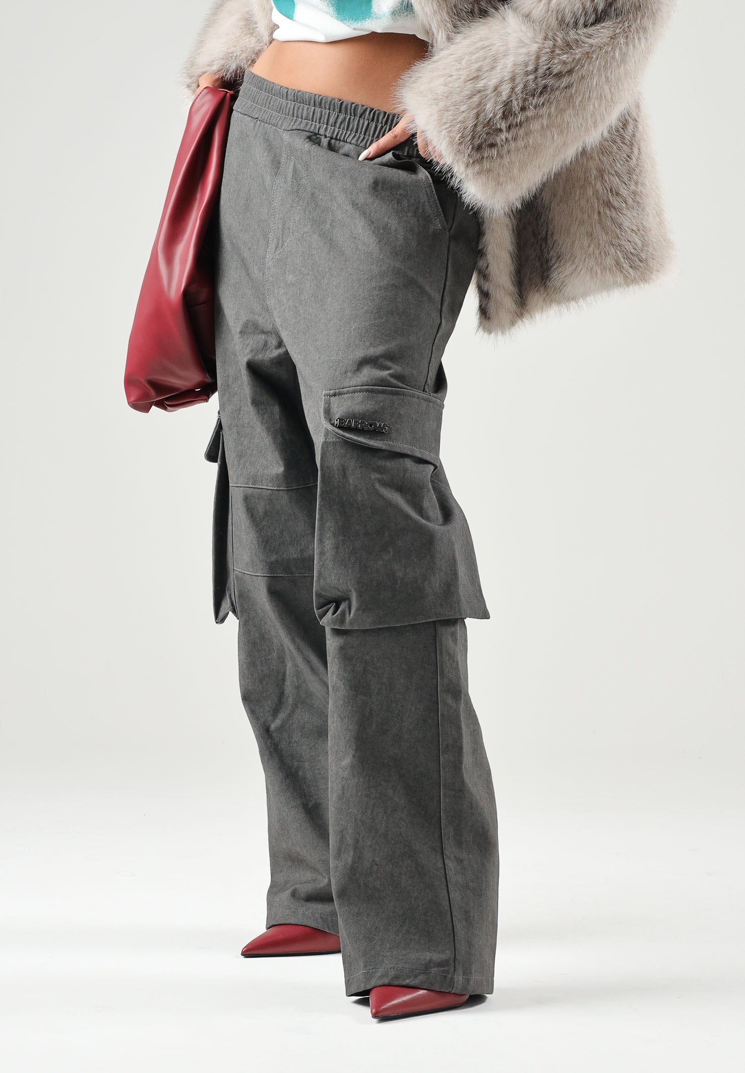 BARROW Pantaloni CARGO PANTS nero da uomo con tasconi F6BWUAPA086 110 BARROW 