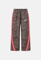 BARROW Pantaloni marroni per uomo e donna con stampa animalier leopardo e bande laterali a contrasto F6BWUAPA089 220 BARROW 