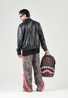 BARROW Pantaloni marroni per uomo e donna con stampa animalier leopardo e bande laterali a contrasto F6BWUAPA089 220 BARROW 