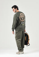BARROW Felpa girocollo verde militare per uomo e donna con grafica colorata sul petto. F6BWUASW063 082 BARROW 