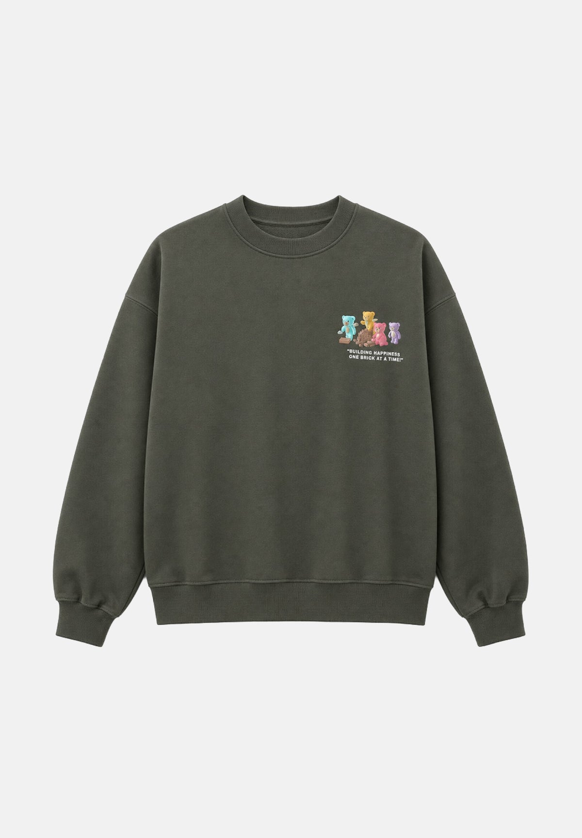BARROW Felpa girocollo verde militare per uomo e donna con grafica colorata sul petto. F6BWUASW063 082 BARROW 