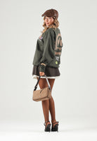 BARROW Felpa girocollo verde militare per uomo e donna con grafica colorata sul petto. F6BWUASW063 082 BARROW 