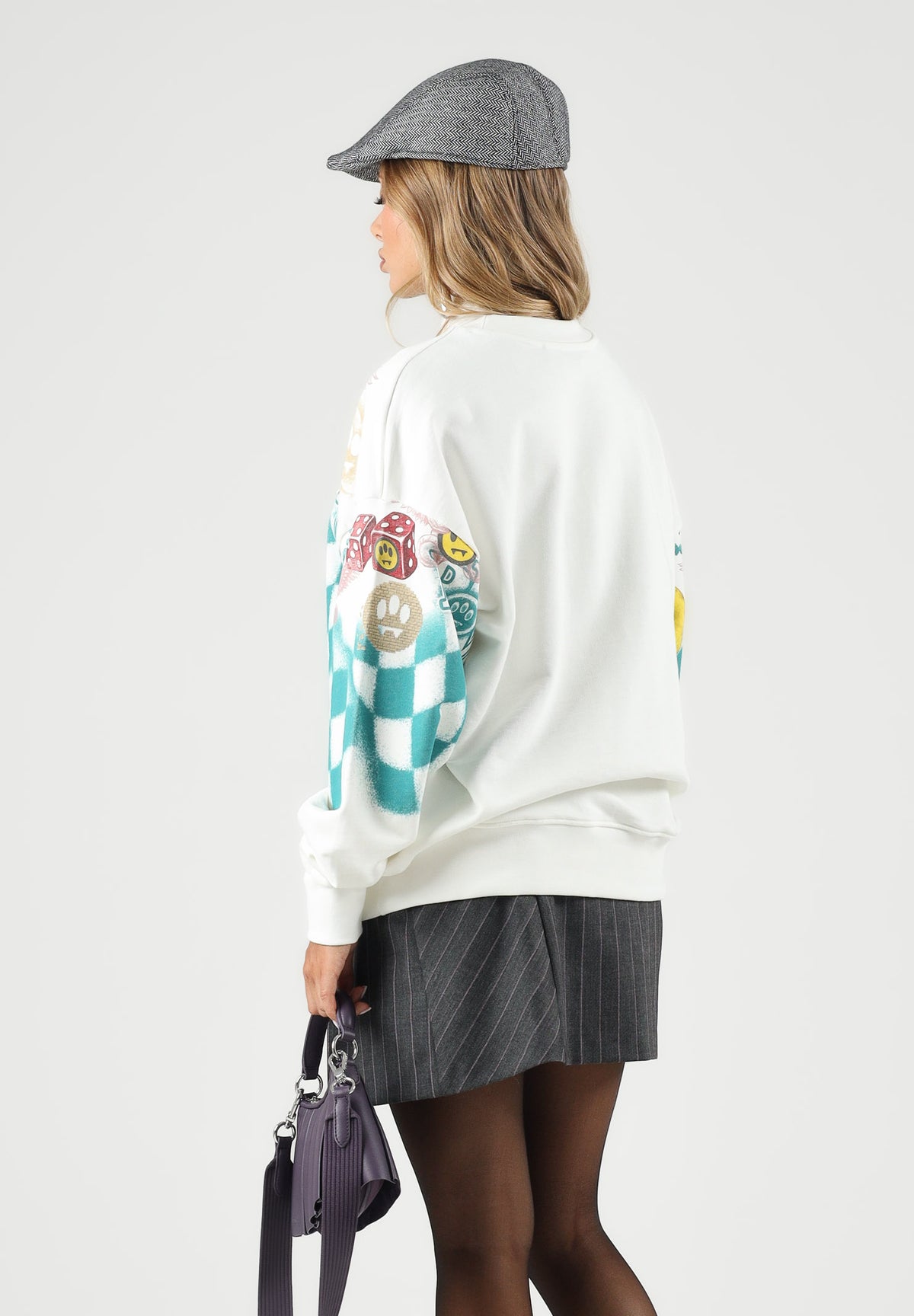 BARROW Felpa girocollo cocco per uomo e donna con stampa check e loghi multicolor. F6BWUASW071 412 BARROW 