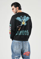 BARROW Felpa girocollo nera per uomo e donna con stampe grafiche colorate all-over. F6BWUASW073 110 BARROW 