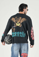 BARROW T-shirt manica lunga nera per uomo e donna  con stampe grafiche colorate. F6BWUATH029 110 BARROW 