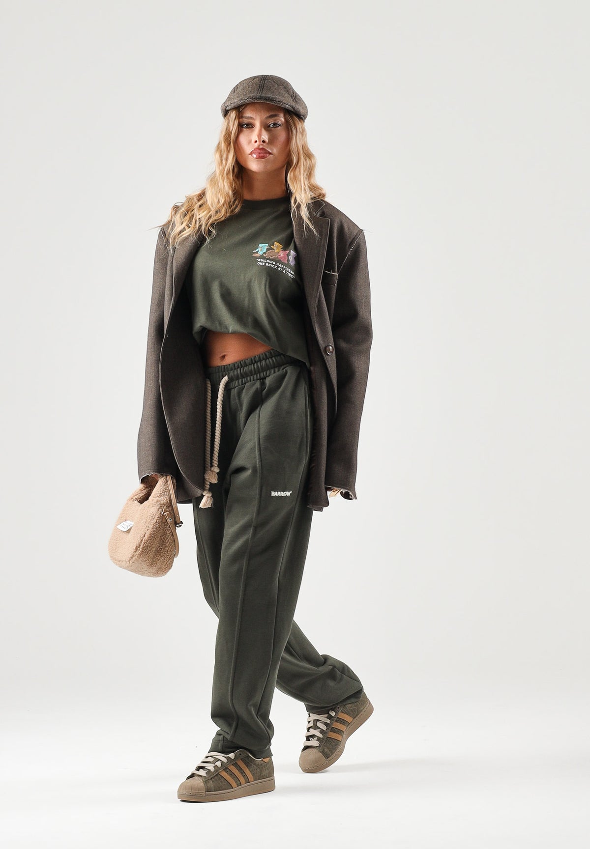 BARROW T-shirt maniche corte verde militare per uomo e donna con stampa grafica sul petto F6BWUATH062 082 BARROW 