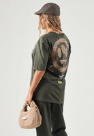 BARROW T-shirt maniche corte verde militare per uomo e donna con stampa grafica sul petto F6BWUATH062 082 BARROW 