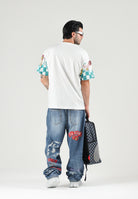 BARROW T-shirt off white per uomo e donna con stampa grafica check e loghi multicolor. F6BWUATH072 002 BARROW 