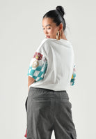 BARROW T-shirt off white per uomo e donna con stampa grafica check e loghi multicolor. F6BWUATH072 002 BARROW 