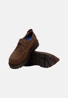 BIRKENSTOCK Scarpe stringate HIGHWOOD MOC LACE LOW Carafe marrone caffè da uomo, in vera pelle scamosciata, con punta arrotondata, cuciture stile mocassino, plantare anatomico estraibile e suola in gomma profilata. 1031885 . BIRKENSTOCK 
