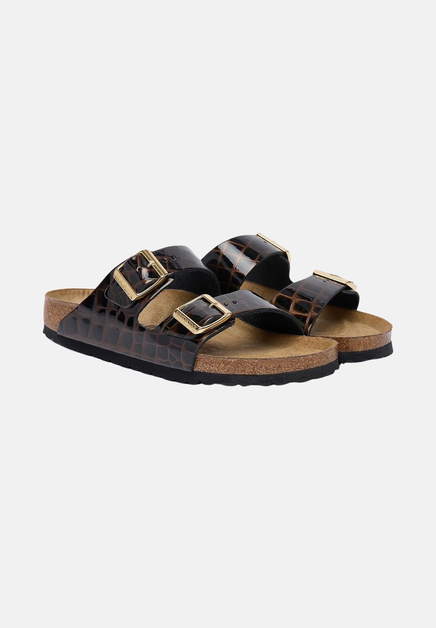 BIRKENSTOCK Ciabatta ARIZONA SOFT FOOTBED nero da donna con motivo effetto pelle di coccodrillo 1032864 . BIRKENSTOCK 
