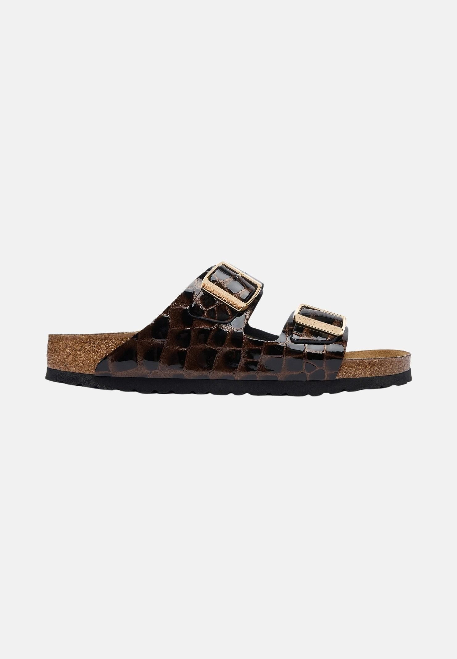 BIRKENSTOCK Ciabatta ARIZONA SOFT FOOTBED nero da donna con motivo effetto pelle di coccodrillo 1032864 . BIRKENSTOCK 