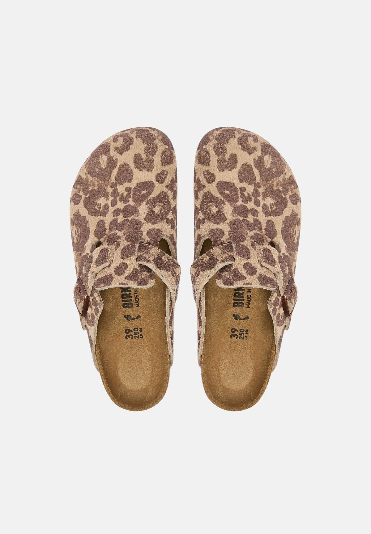 BIRKENSTOCK Sabot BOSTON beige e marrone da donna con fantasia leopardata e cinturino regolabile.<BR/> 1033324 . BIRKENSTOCK 