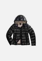 BLAUER Giubbotto CAROLL nero con interno beige chiaro da donna in nylon micro rip idrorepellente, con imbottitura sintetica Sorona® Aura, cappuccio fisso, zip frontale integrale, trapuntatura orizzontale e tasche laterali con zip.<BR/> 26WBLDC02070-006648 999EI BLAUER 