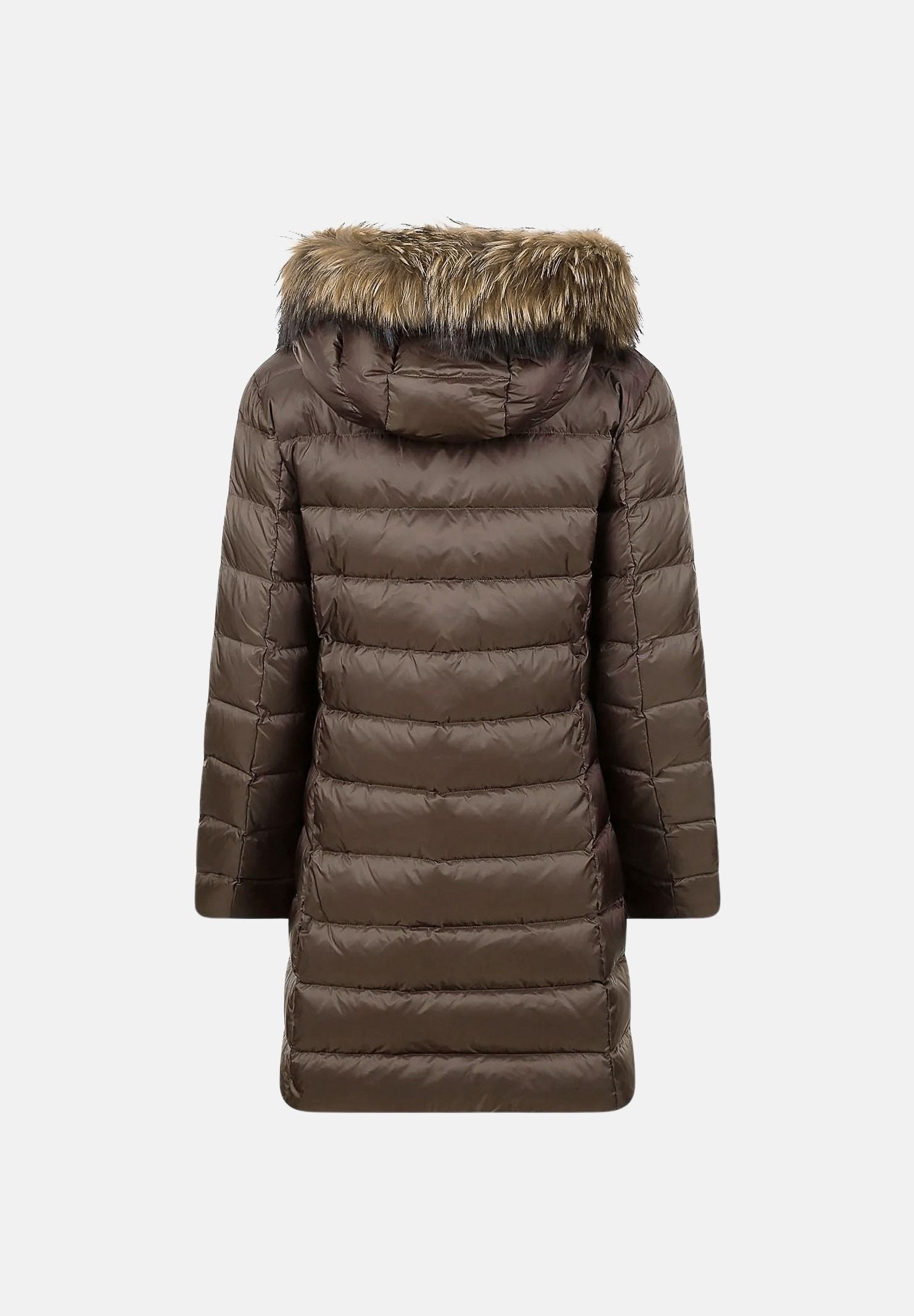 BLAUER Piumino lungo KRISTIN marrone scuro da donna, slim fit, in nylon lucido, con chiusura frontale e tasche laterali con zip. 26WBLDK03040-006047 30BEI BLAUER 