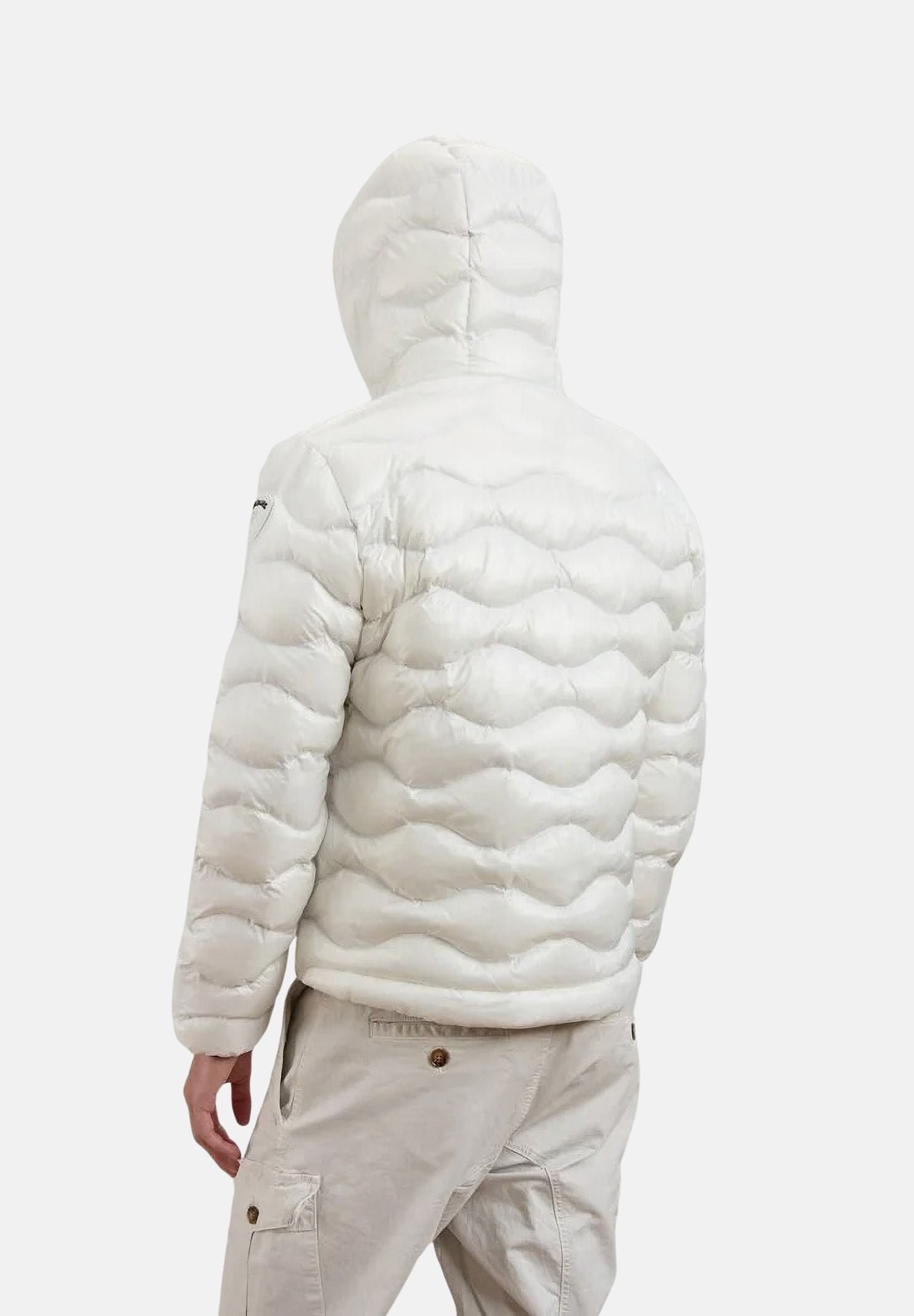 BLAUER Giubbotto BRYANT Bianco Ottico Interno Beige 301 bianco ottico con interno beige chiaro da uomo in nylon micro rip idrorepellente, con imbottitura sintetica Sorona® Aura, cappuccio fisso, zip frontale integrale, trapuntatura a onde, tasche la 26WBLUC02053-005958 100EI BLAUER 