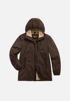 BLAUER Cappotto JARVIS Brown 30B marrone testa di moro scuro da uomo in nylon doppio strato idrorepellente, con interno in morbida ecopelliccia sintetica, cappuccio fisso, chiusura frontale con zip integrale, tasche laterali con zip, taschino sul pet 26WBLUK11057-007110 30B BLAUER 