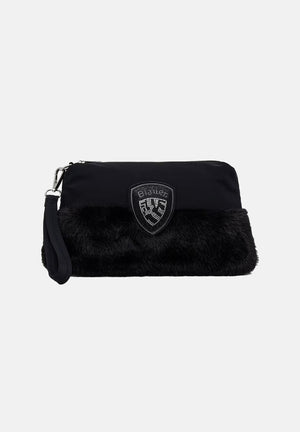 BLAUER Pochette a mano nera da donna  con parte inferiore in morbido faux-fur F6MIRA01PAD BLK BLAUER 