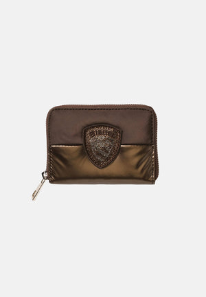 BLAUER Portafoglio deep brown-marrone scuro e bronzo da donna con parte superiore satinata<BR/> F6PALM03PAD DKB BLAUER 