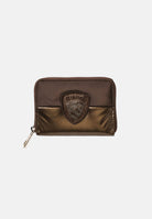 BLAUER Portafoglio deep brown-marrone scuro e bronzo da donna con parte superiore satinata<BR/> F6PALM03PAD DKB BLAUER 