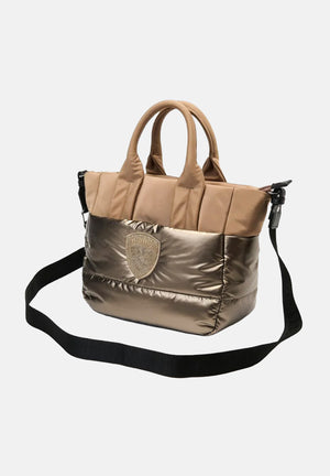 BLAUER Borsa a mano HANDBAG beige da donna con logo iconico frontale e parte superiore satinata F6QUARTXS01PAD BEI BLAUER 