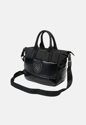 BLAUER Borsa a mano HANDBAG nera da donna con logo iconico frontale e parte superiore satinata F6QUARTXS01PAD BLK BLAUER 