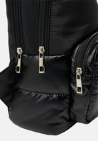 BLAUER Zaino F6WAVE04/PAD Black nero da donna, in tessuto satinato e imbottito effetto piumino, con tasca frontale con zip, scudetto decorato con strass e spallacci regolabili. F6WAVE04PAD BLK BLAUER 