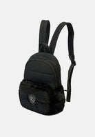 BLAUER Zaino nero da donna con inserti in faux-fur, logo scudo strass e parte superiore in tessuto tecnico liscio F6WAVE05PAD BLK BLAUER 