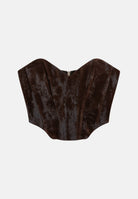 BOHEMIAN VI Top brown-marrone reversibile per donna con struttura a corsetto rigido, scollo a cuore e linee sartoriali sagomate. BHBO007 BR BOHEMIAN VI 