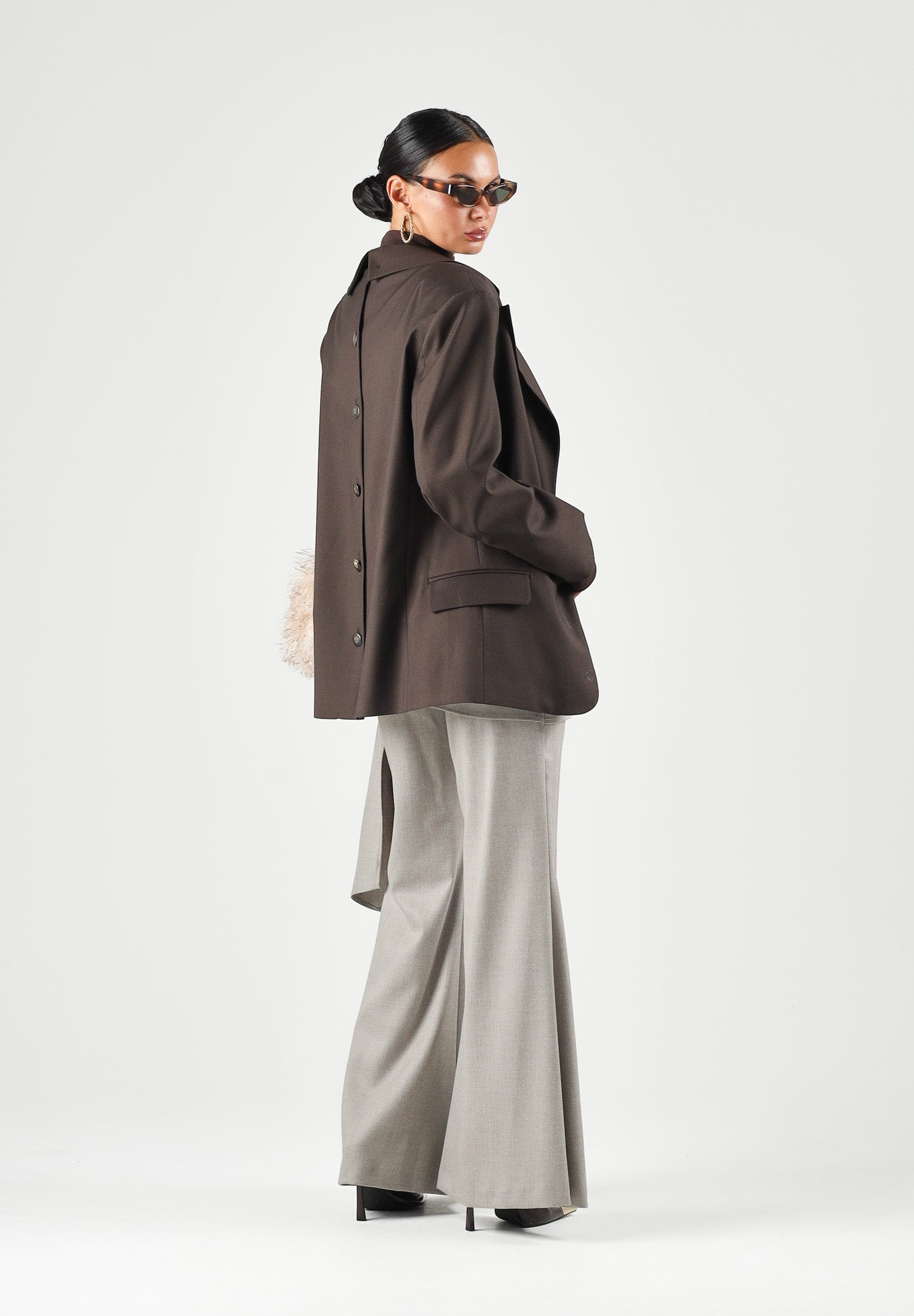 BOHEMIAN VI Giacca monopetto brown-marrone scuro per donna con taglio sartoriale BHGI021 BR BOHEMIAN VI 