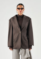 BOHEMIAN VI Giacca monopetto brown-marrone scuro per donna con taglio sartoriale BHGI021 BR BOHEMIAN VI 