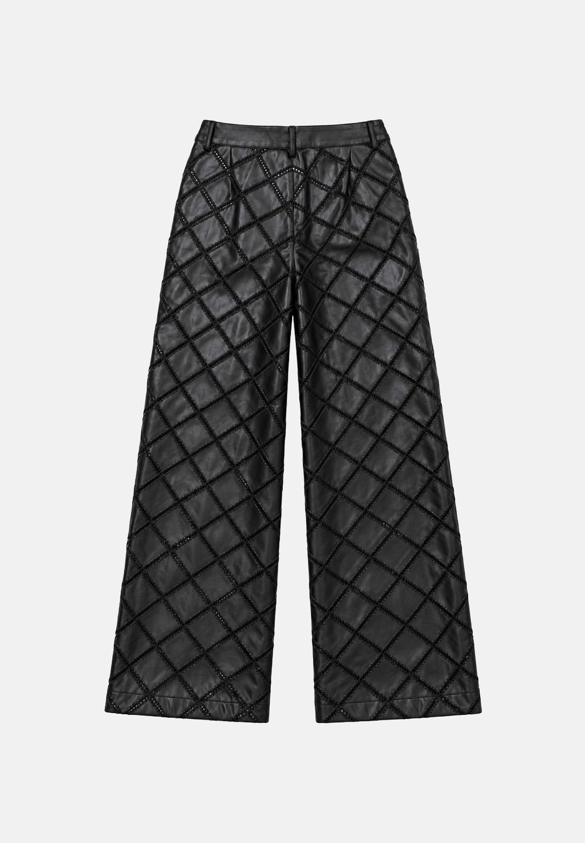 BOHEMIAN VI Pantaloni wide leg trapuntati a rombi neri da donna BHPA051 UN BOHEMIAN VI 