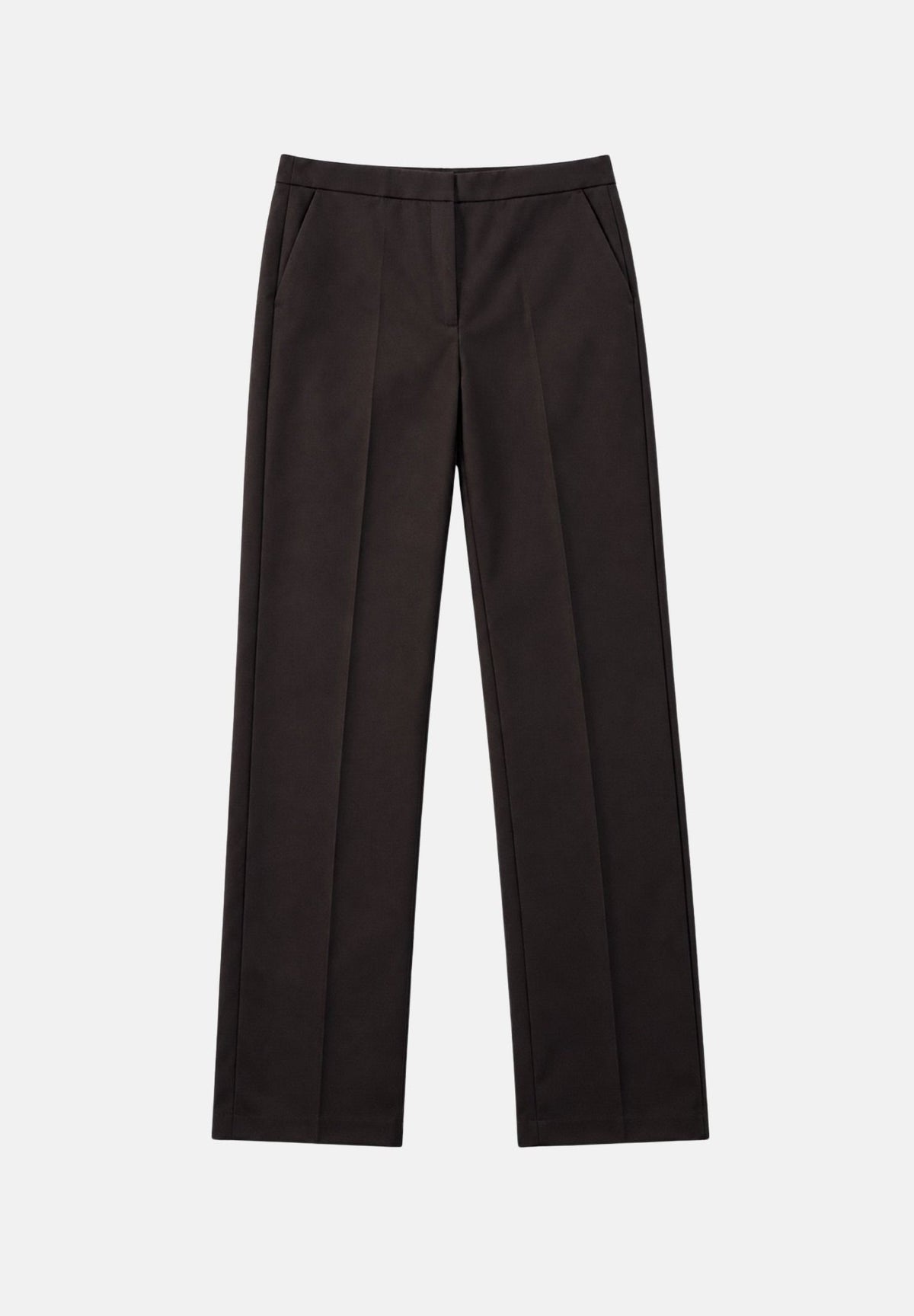 BOHEMIAN VI Pantaloni brown-marrone scuro per donna dal taglio sartoriale dritto, vita regolare e linee pulite ed essenziali. BHPA064 BR BOHEMIAN VI 