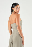 BOHEMIAN VI Top stile corpetto  verde oliva  tortora per donna con struttura a corsetto rigido BOU371 TA BOHEMIAN VI 