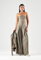 BOHEMIAN VI Top stile corpetto  verde oliva  tortora per donna con struttura a corsetto rigido BOU371 TA BOHEMIAN VI 