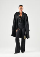BOHEMIAN VI Camicia manica lunga nera per donna con colletto coreano,  pinces frontali strutturate e fondo sagolato. CA277UNI BL BOHEMIAN VI 