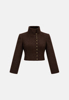 BOHEMIAN VÌ Giacca corta monopetto marrone-cioccolato scuro da donna GI367 BR BOHEMIAN VI 