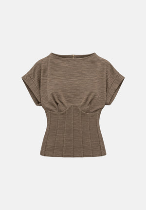 BOHEMIAN VI Top in maglia con vita sagomata beige tortora da donna MA340 BE BOHEMIAN VI 