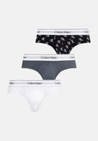 CALVIN KLEIN Slip ICON COTTON STRETCH 3-PACK HIP BRIEF Multicolor, nero grigio e bianco, uomo. LV00NB4388 5U4 CALVIN KLEIN 