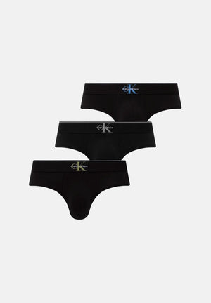 CALVIN KLEIN Slip (3 paia) GUV neri da uomo con logo iconico<BR/> LV00NB4471 GUV CALVIN KLEIN 