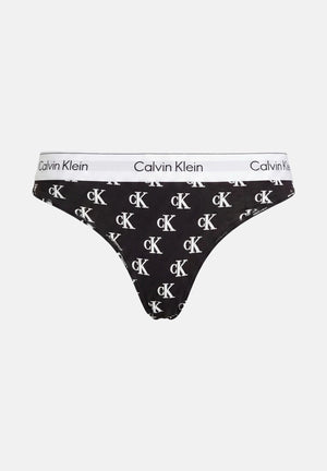 CALVIN KLEIN Perizoma ICON COTTON MODAL THONG Collegiate Logo Small Black, nero, donna. LV00QF8518 JGJ CALVIN KLEIN 