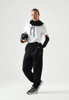 CALVIN KLEIN Pantaloni MONOLOGO FRENCH TERRY jogger nero da donna con logo CK laterale tono su tono<BR/> LV047B235G UB1 CALVIN KLEIN 